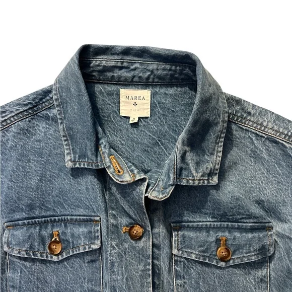 Marea By Liz Joy DENIM UTILITY JACKET - VINTAGE WASH SZ M - Picture 8 of 12